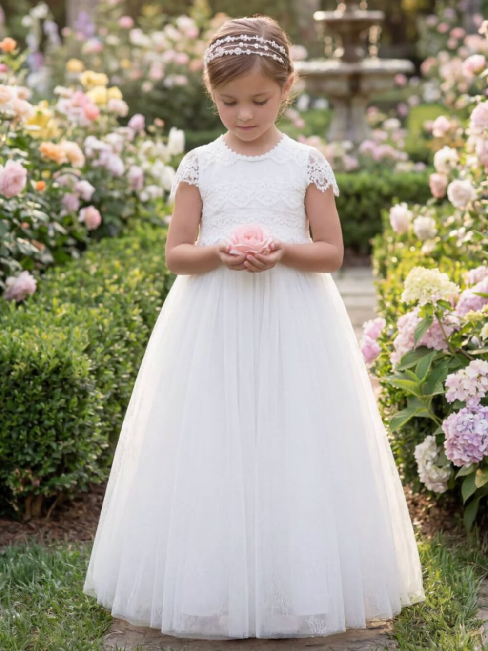 NWT Trish Scully KATRINA GOWN WHITE Size 14 LACE WEDDING Cap Sleeves